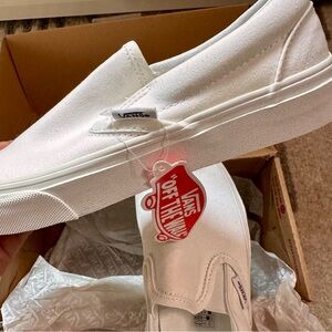 Vans Classic White Canvas Slip-Ons